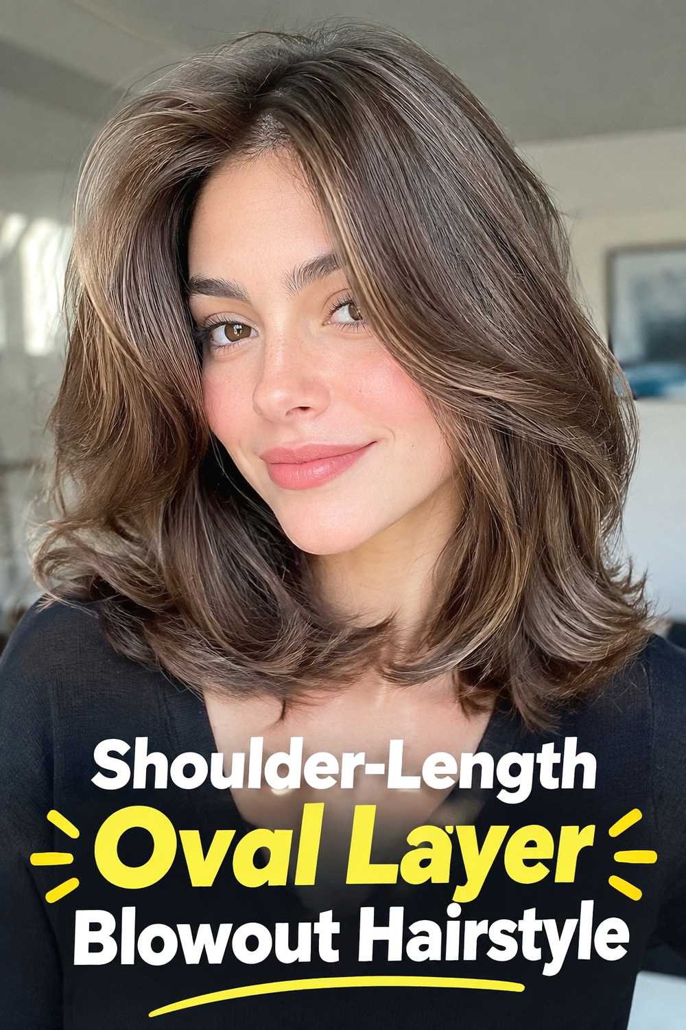 11. Shoulder Length Oval Layer Blowout Hairstyle