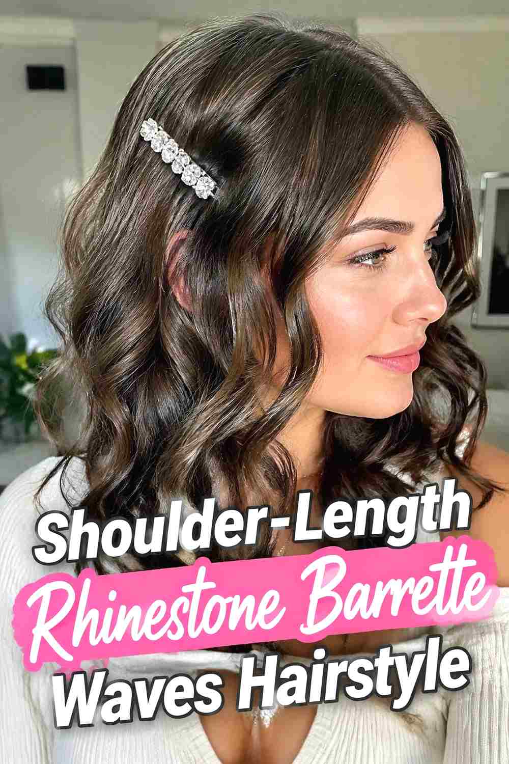 20. Shoulder Length Rhinestone Barrette Waves Hairstyle