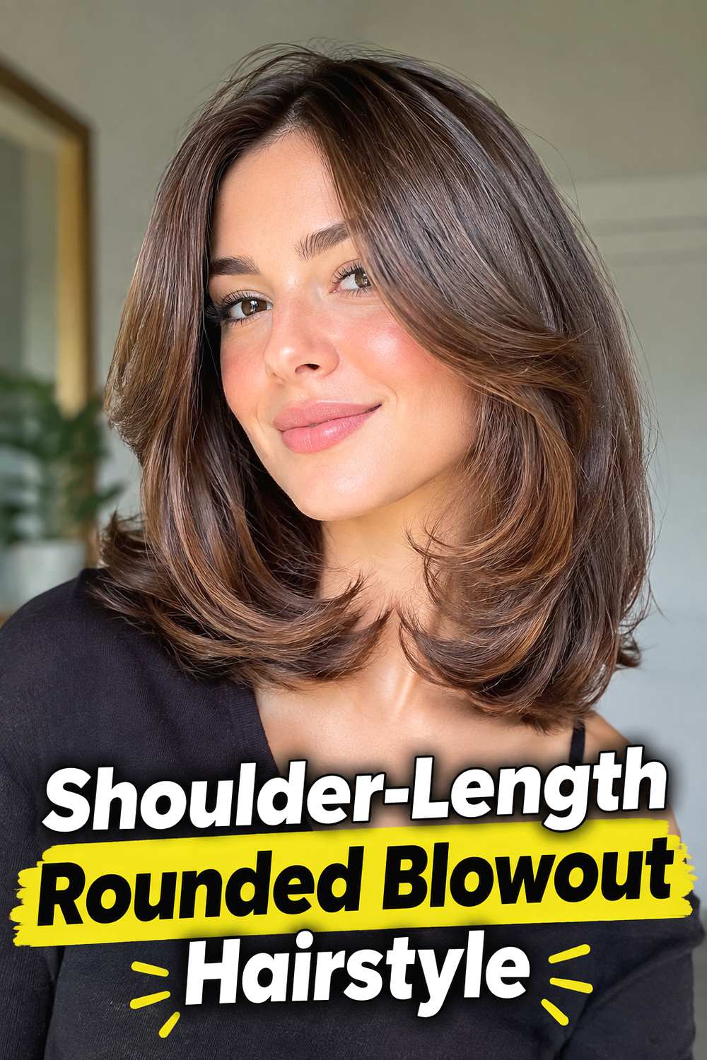 Shoulder-Length Rounded Blowout Hairstyle