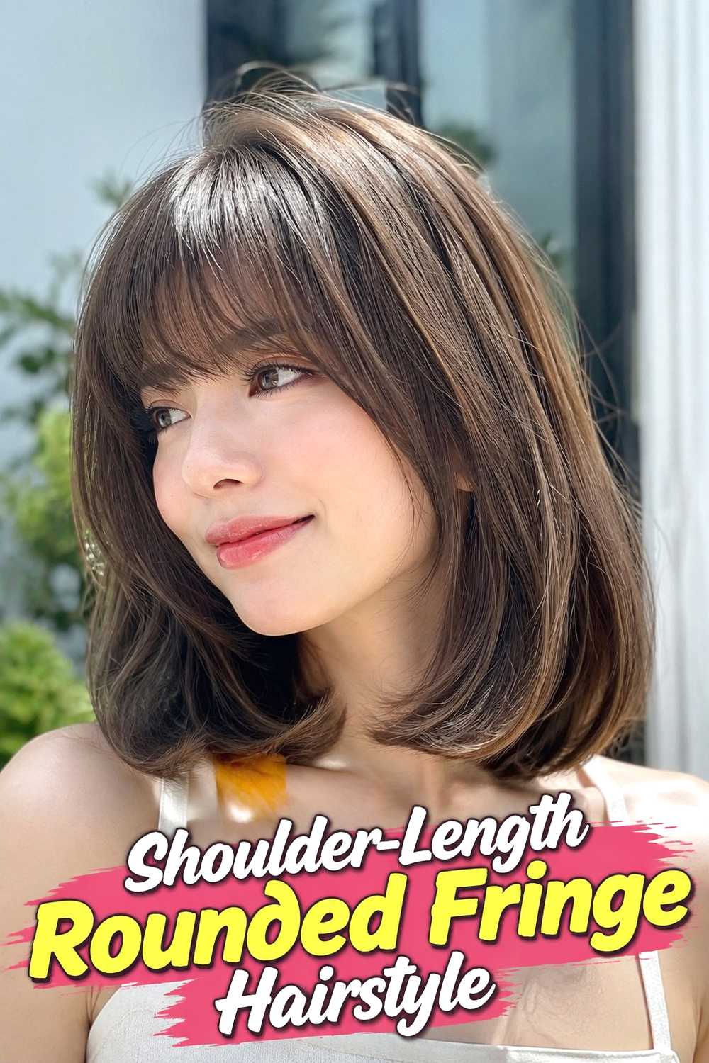 9. Shoulder Length Rounded Fringe Hairstyle