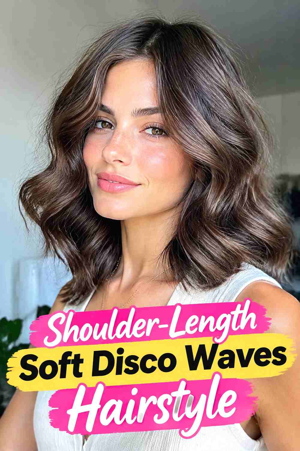6. Shoulder Length Soft Disco Waves Hairstyle