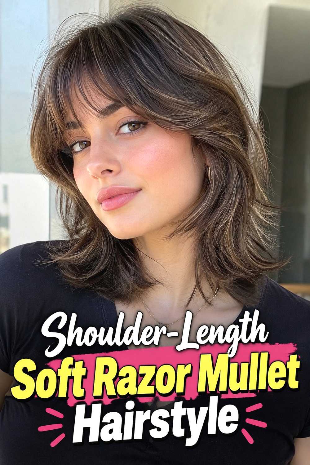 9. Shoulder Length Soft Razor Mullet Hairstyle