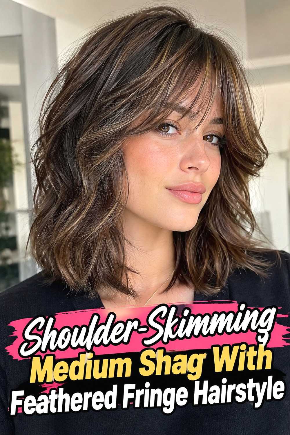 2. Shoulder Skimming Medium Shag With Feathered Fringe Hairstyle