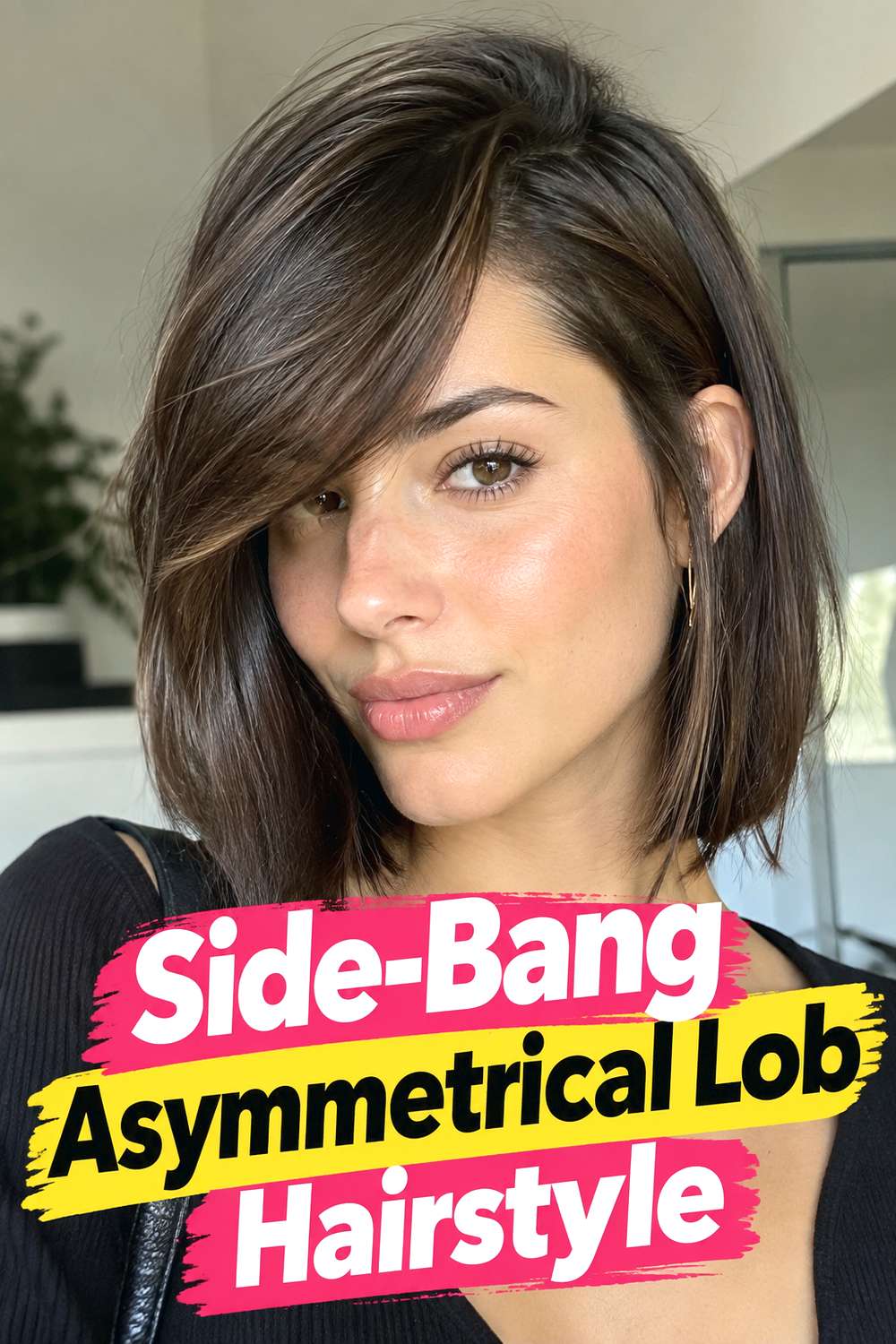 Side-Bang Asymmetrical Lob Hairstyle