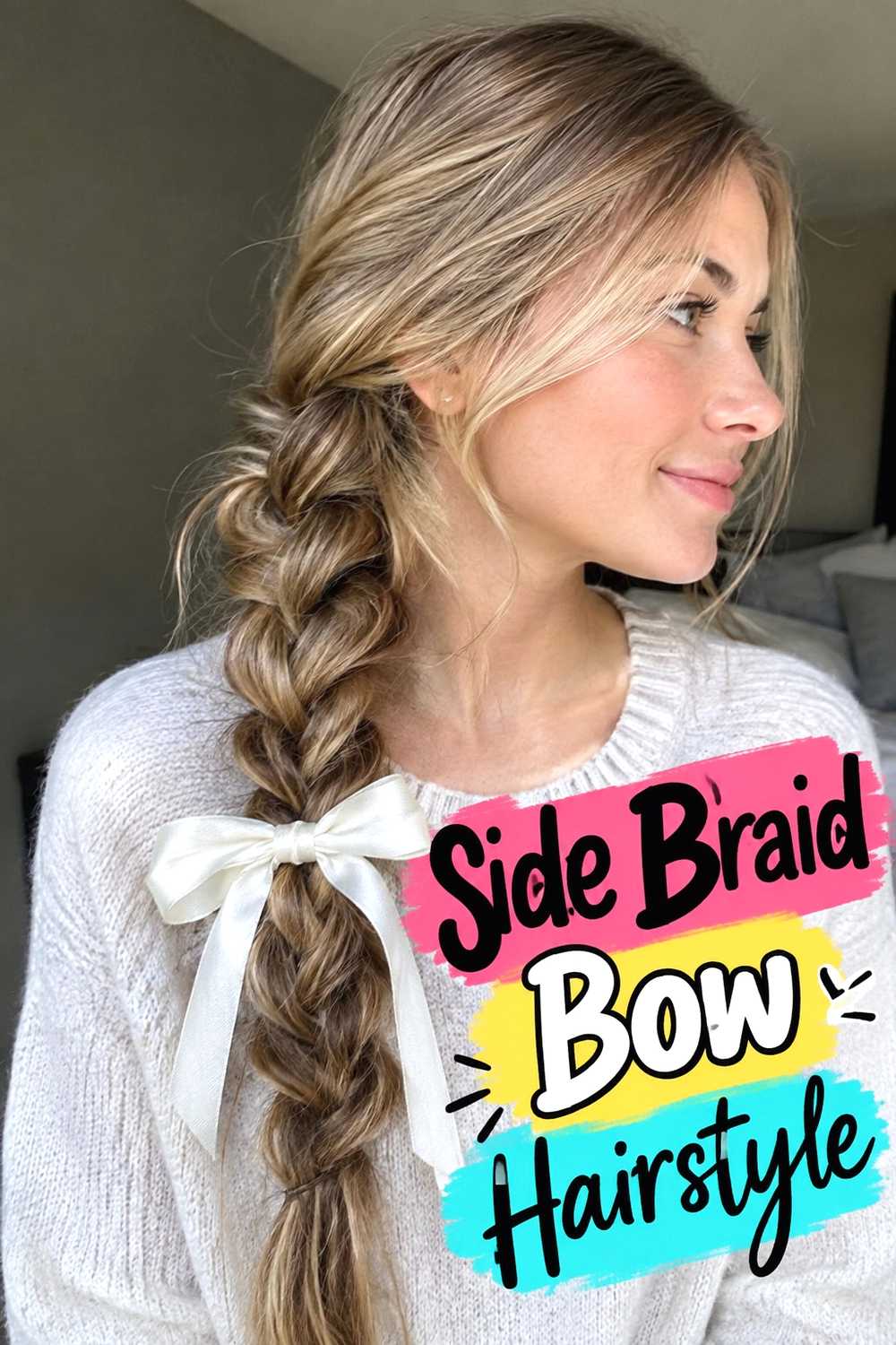 11. Side Braid Bow Hairstyle