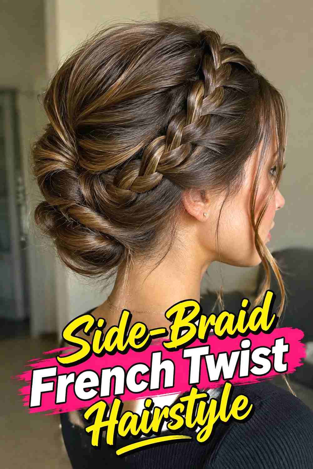 2. Side Braid French Twist Hairstyle