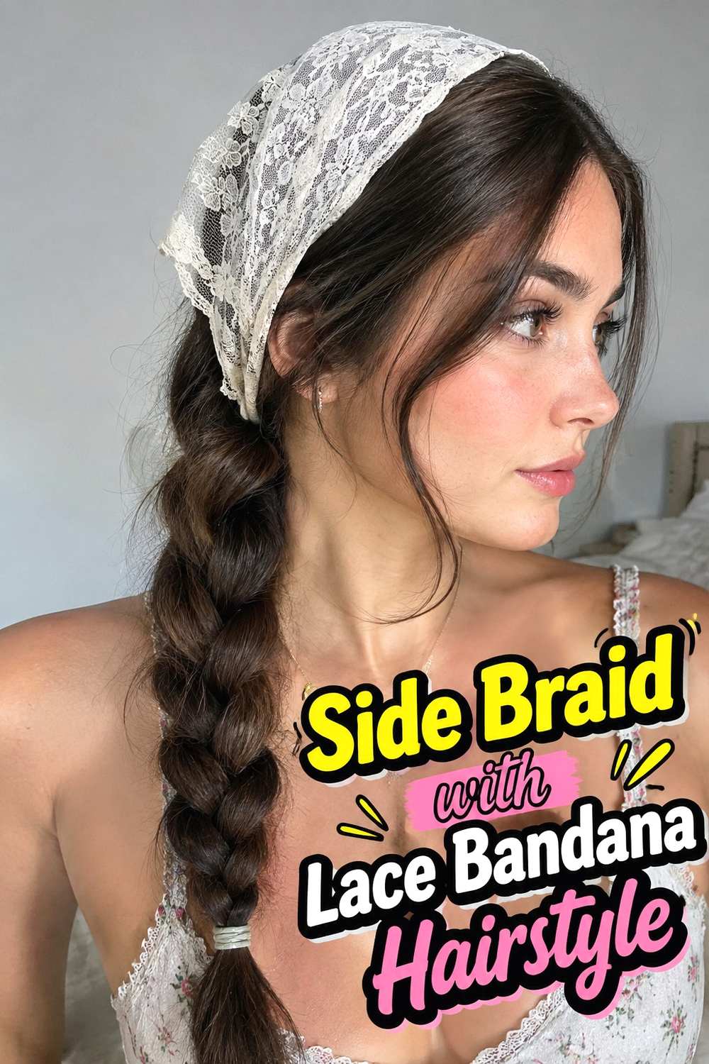 8. Side Braid With Lace Bandana Hairstyle