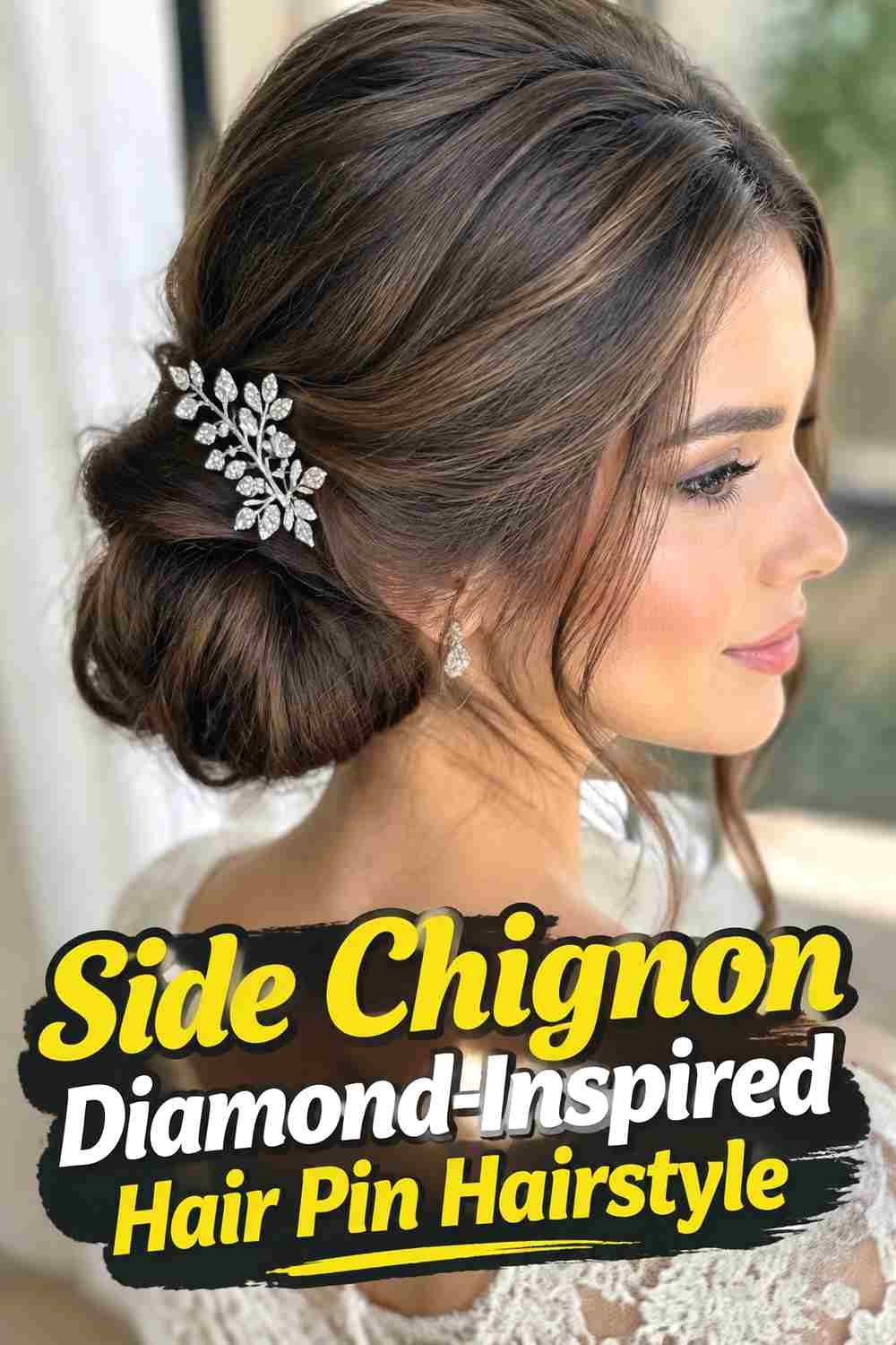 4. Side Chignon Diamond Inspired Hair Pin Hairstyle