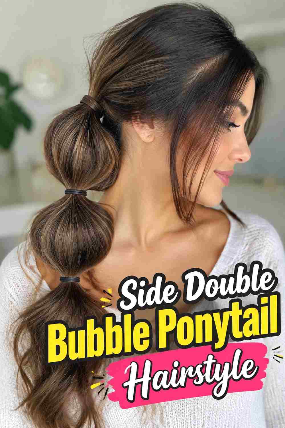 11. Side Double Bubble Ponytail Hairstyle