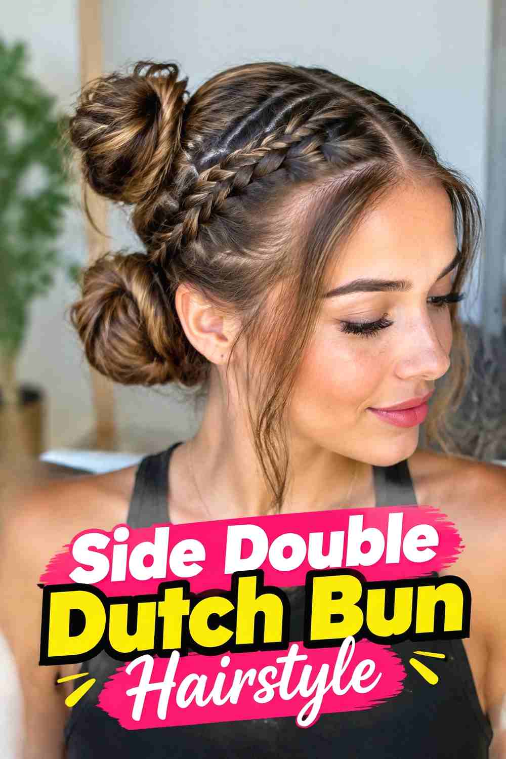 11. Side Double Dutch Bun Hairstyle