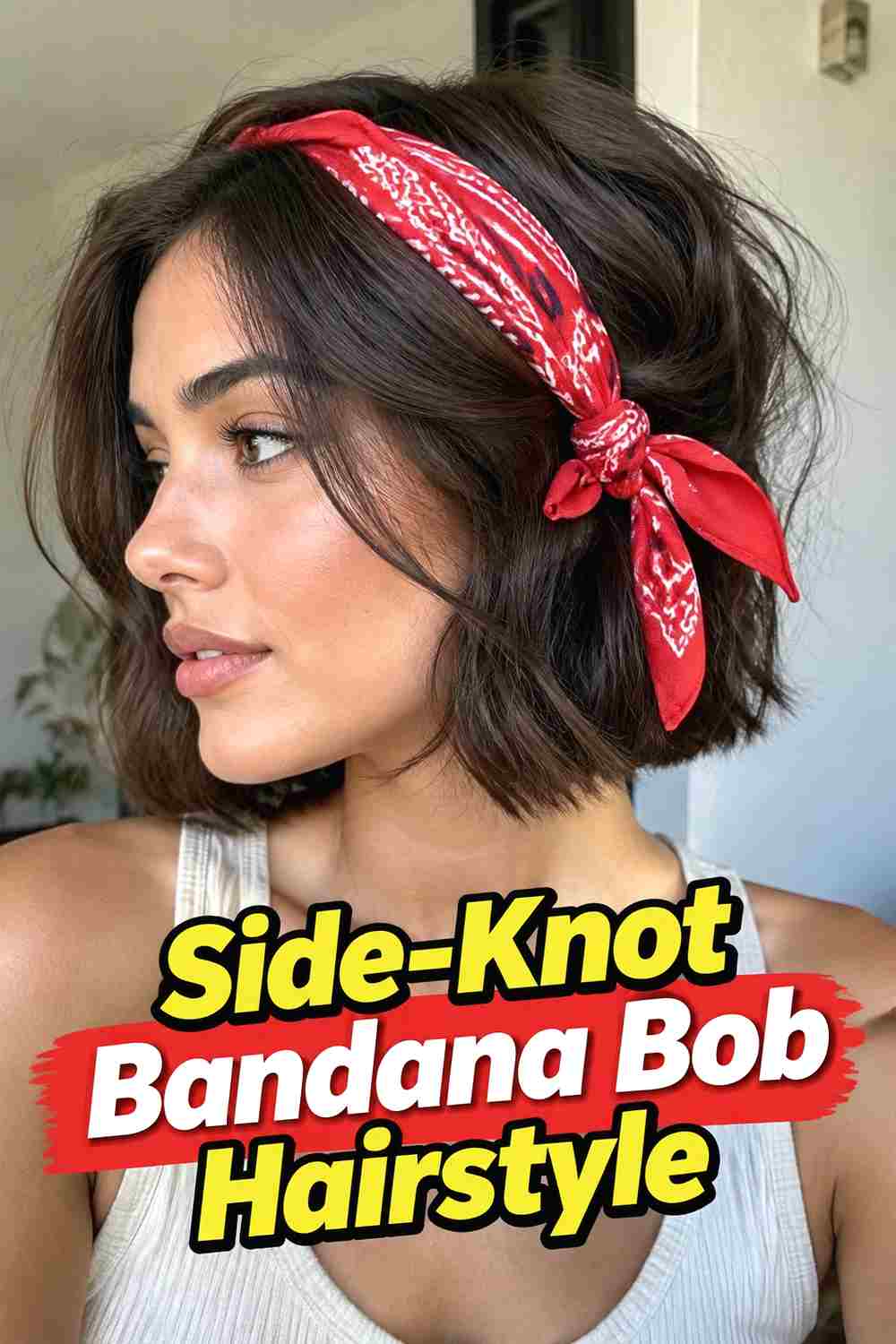 6. Side Knot Bandana Bob Hairstyle