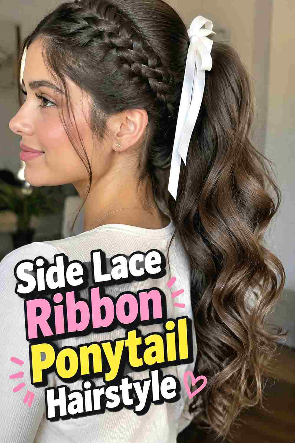 11. Side Lace Ribbon Ponytail Hairstyle