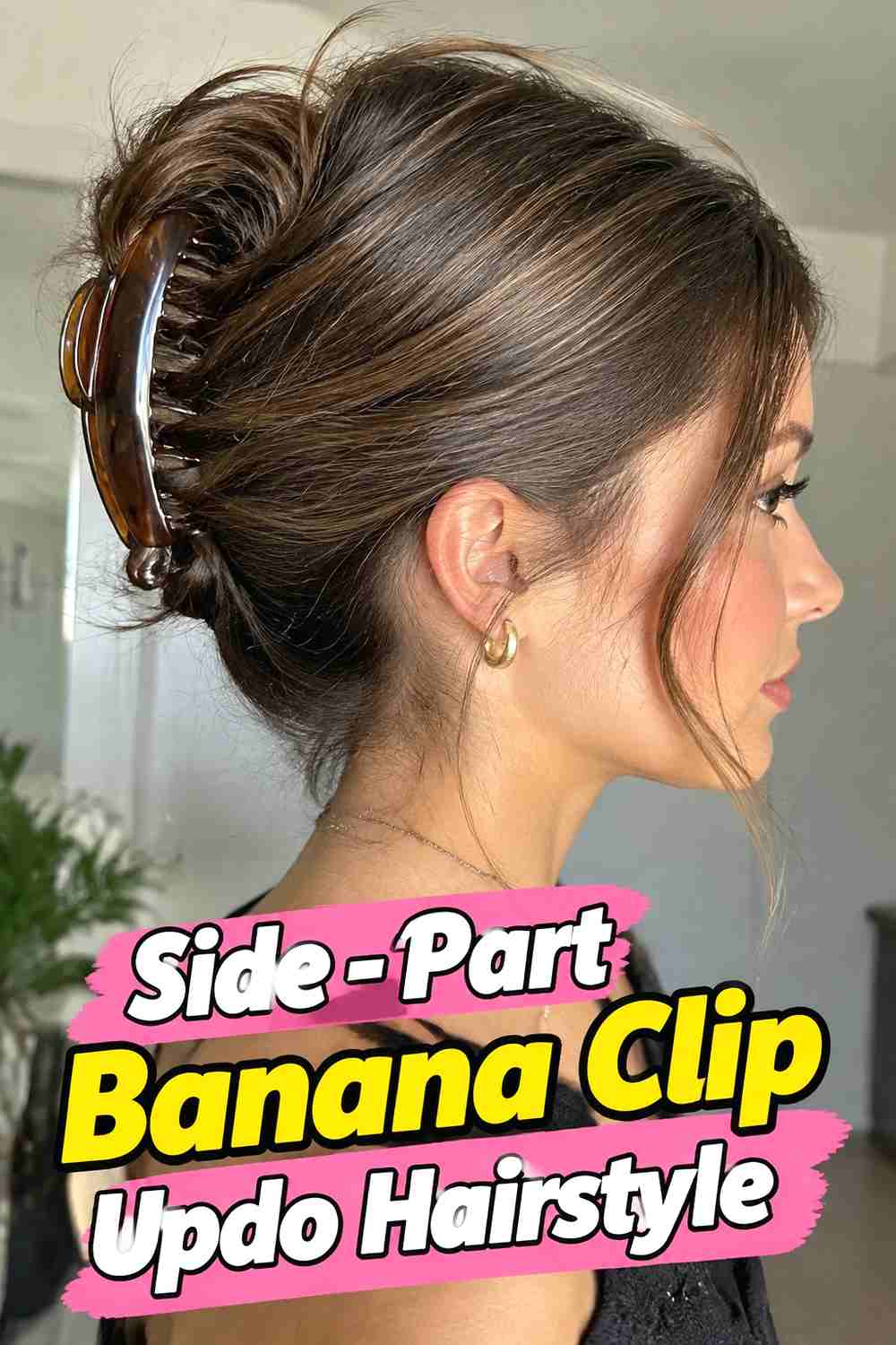 16. Side Part Banana Clip Updo Hairstyle