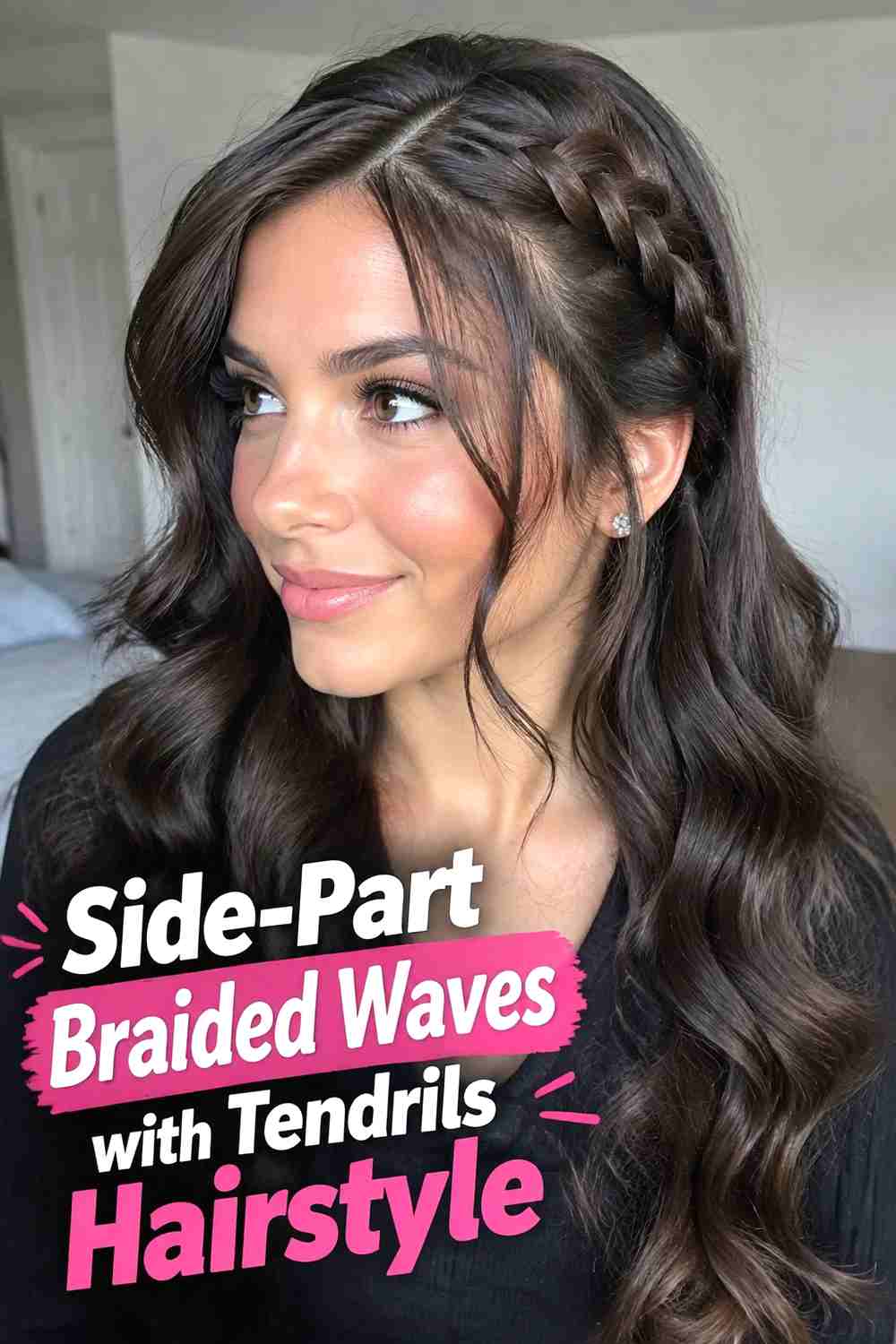 19. Side Part Braided Waves With Tendrils Hairstyle