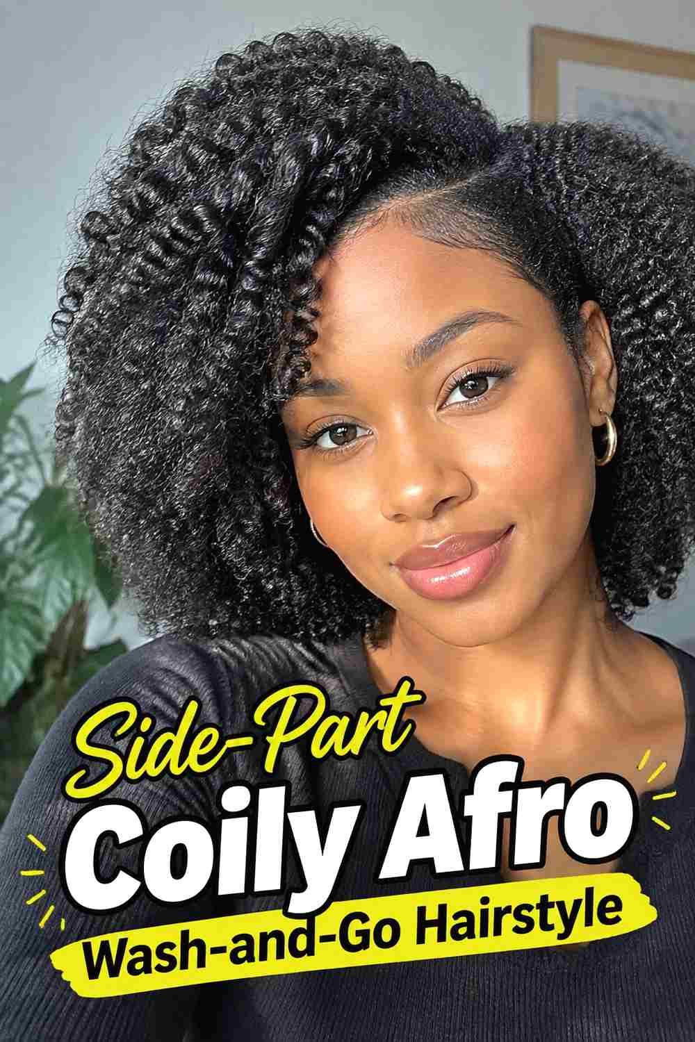 16. Side Part Coily Afro Wash And Go Hairstyle