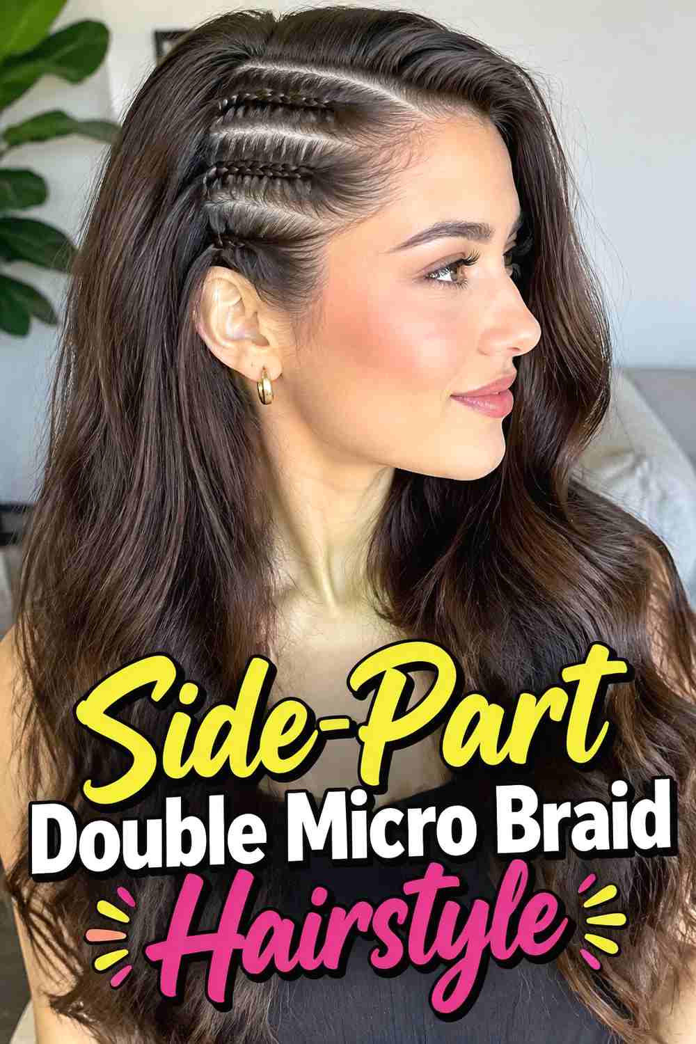 8. Side Part Double Micro Braid Hairstyle
