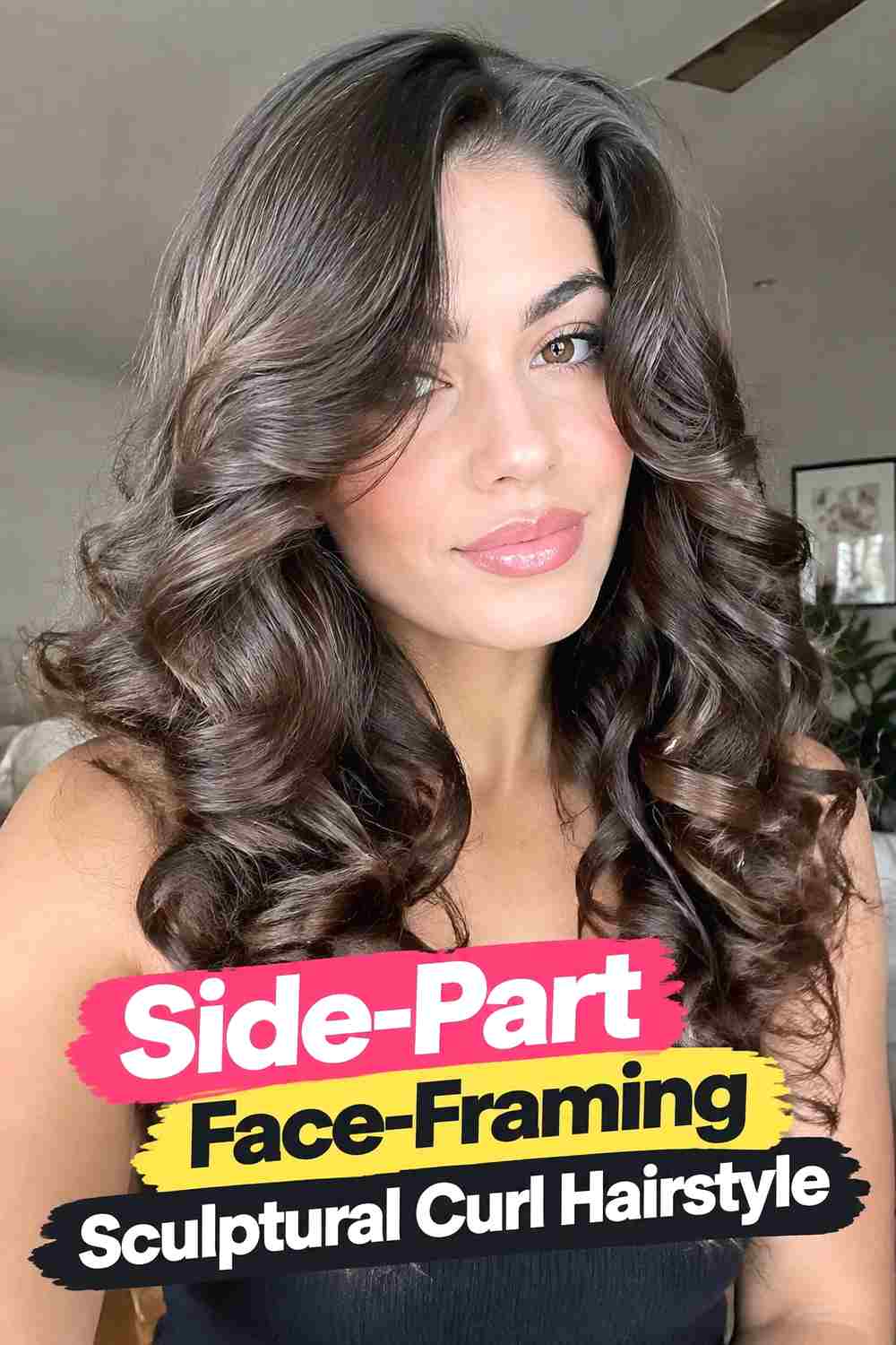 13. Side Part Face Framing Sculptural Curl Hairstyle