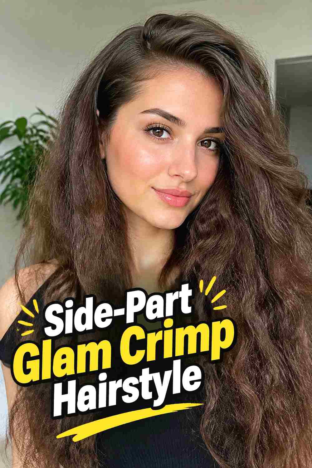 6. Side Part Glam Crimp Hairstyle