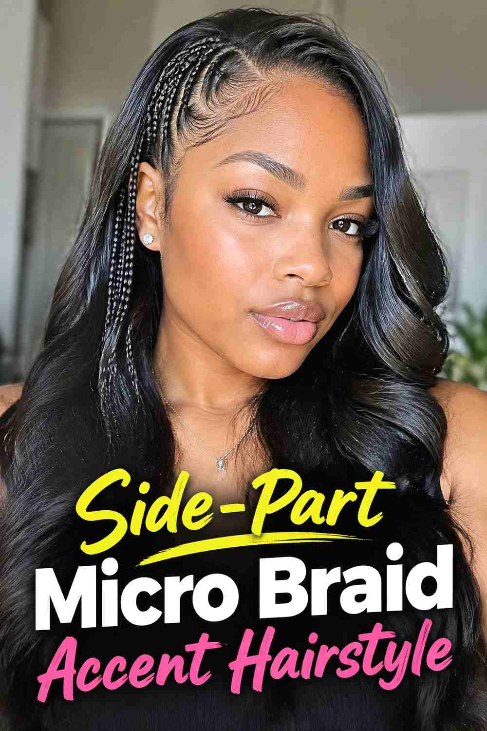 7. Side Part Micro Braid Accent Hairstyle