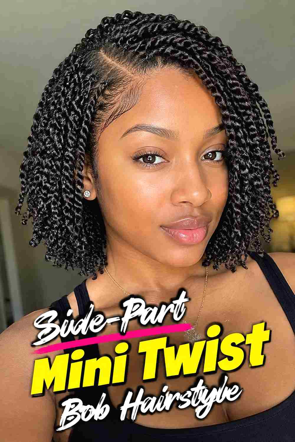 2. Side Part Mini Twist Bob Hairstyle
