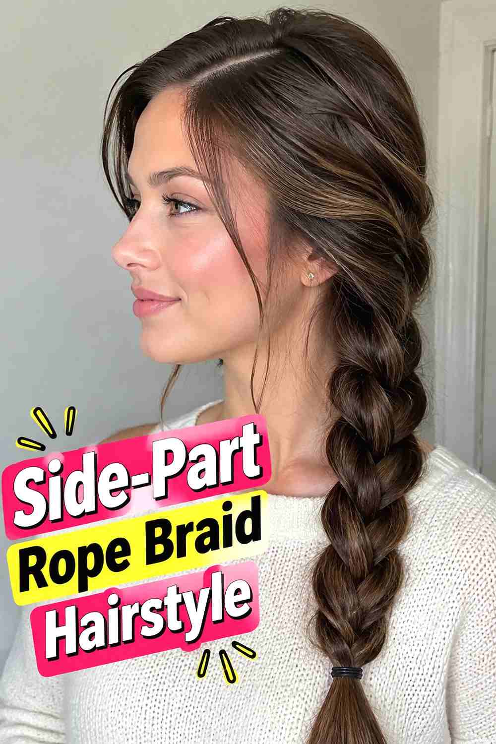 2. Side Part Rope Braid Hairstyle