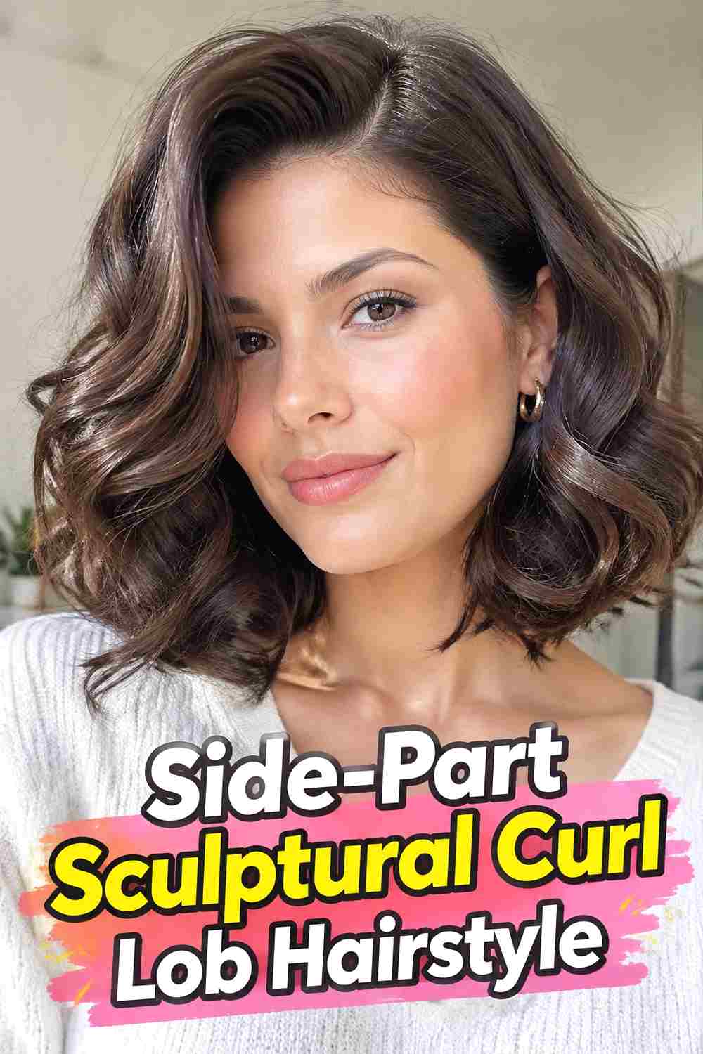 11. Side Part Sculptural Curl Lob Hairstyle