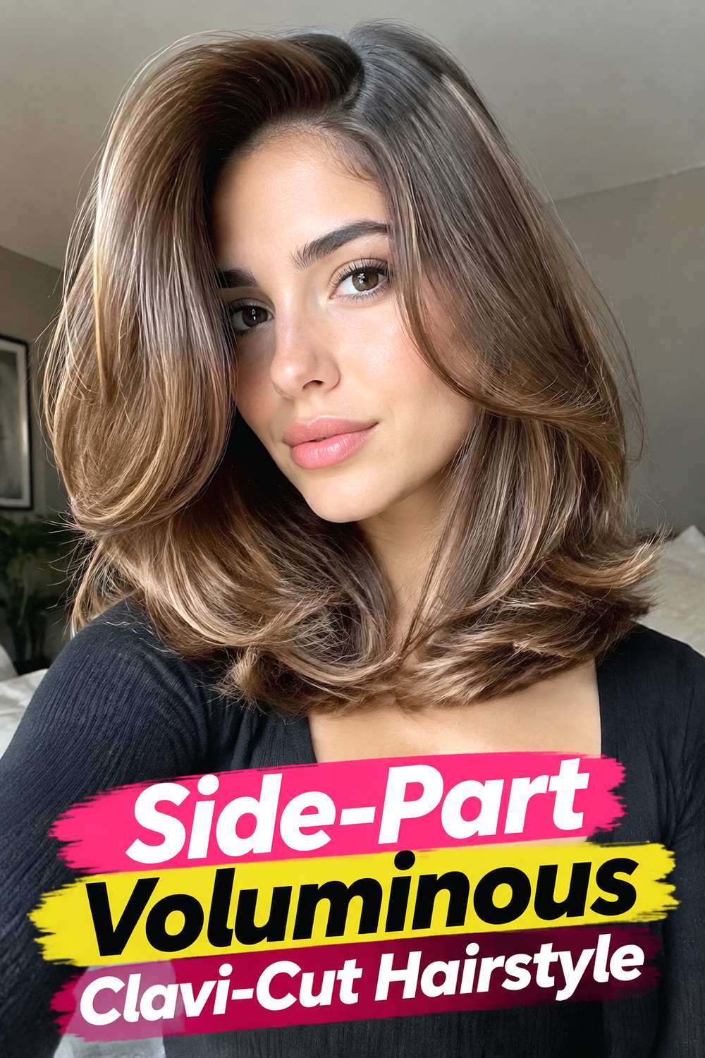 Side-Part Voluminous Clavi-Cut Hairstyle