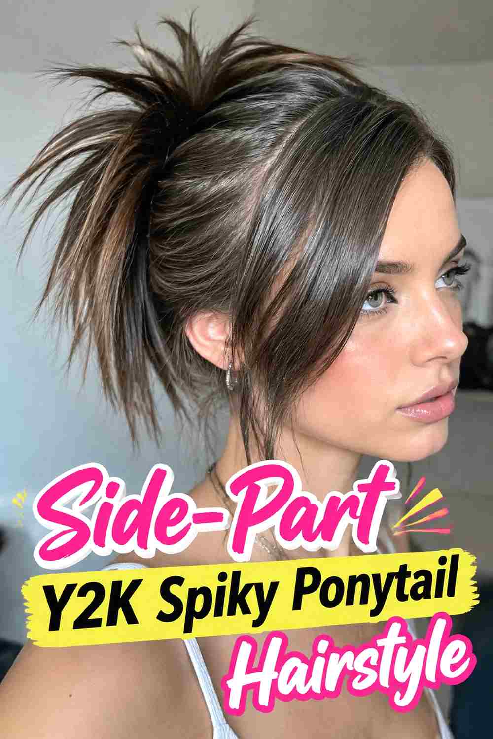 3. Side Part Y2k Spiky Ponytail Hairstyle