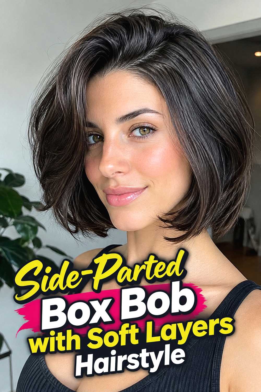 4. Side Parted Box Bob With Soft Layers Hairstyle