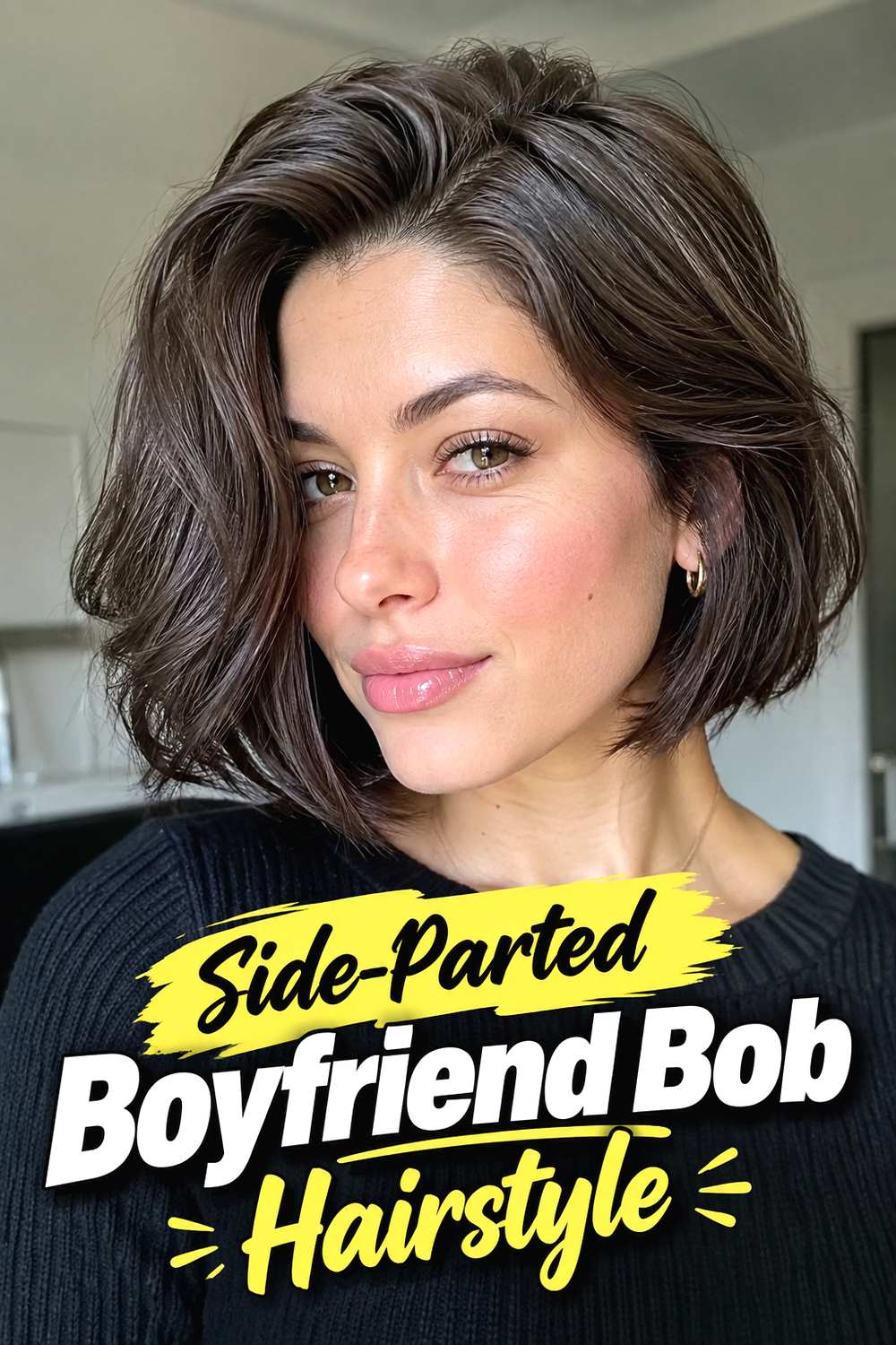 Side-Parted Boyfriend Bob Hairstyle