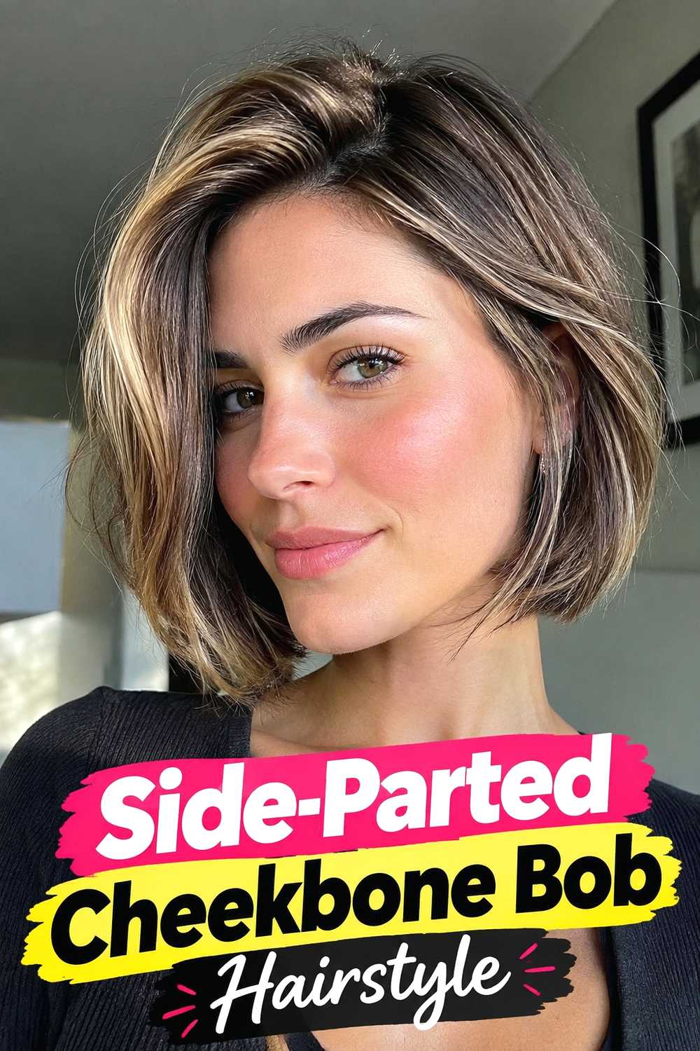 16. Side Parted Cheekbone Bob Hairstyle