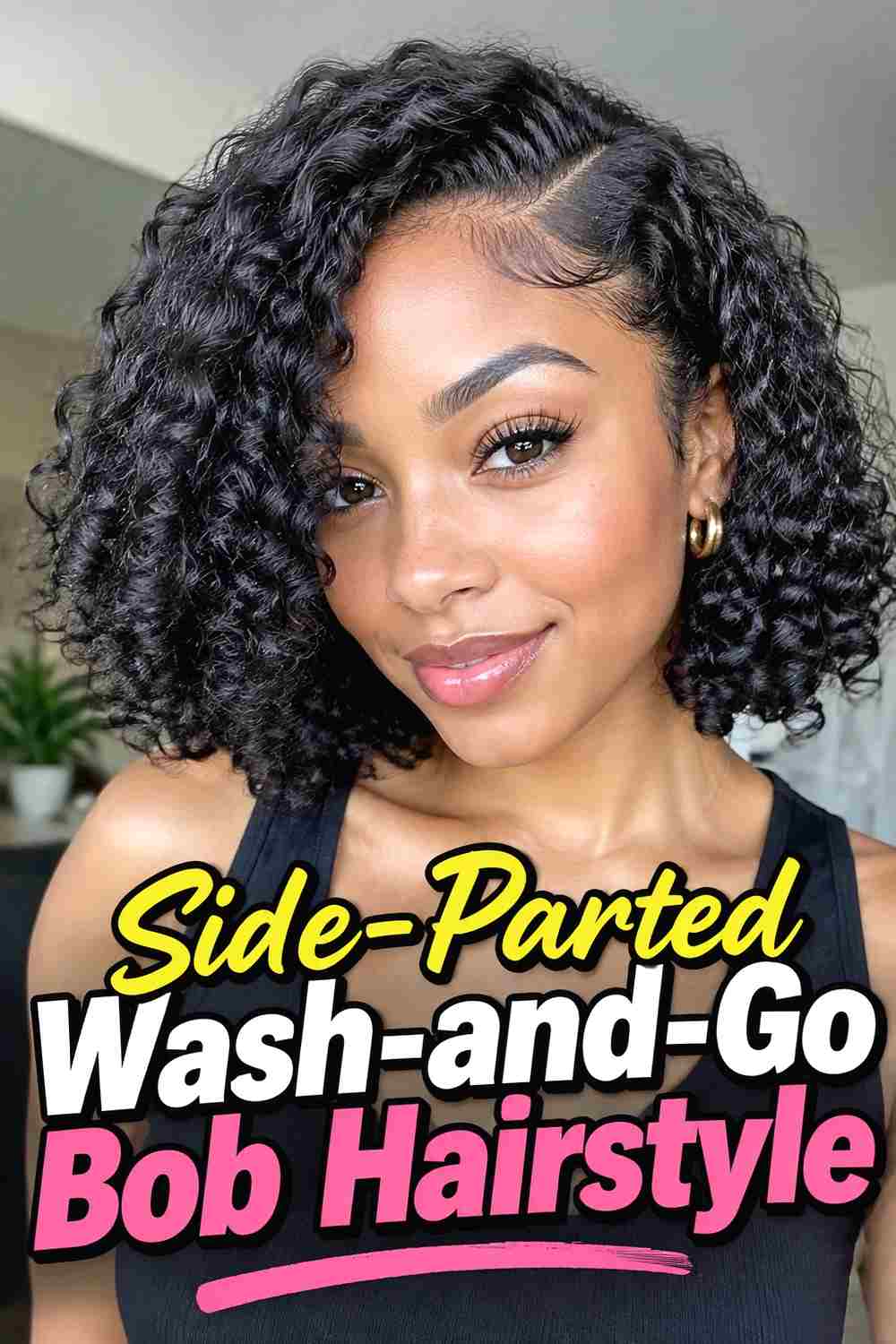 3. Side Parted Wash And Go Bob Hairstyle