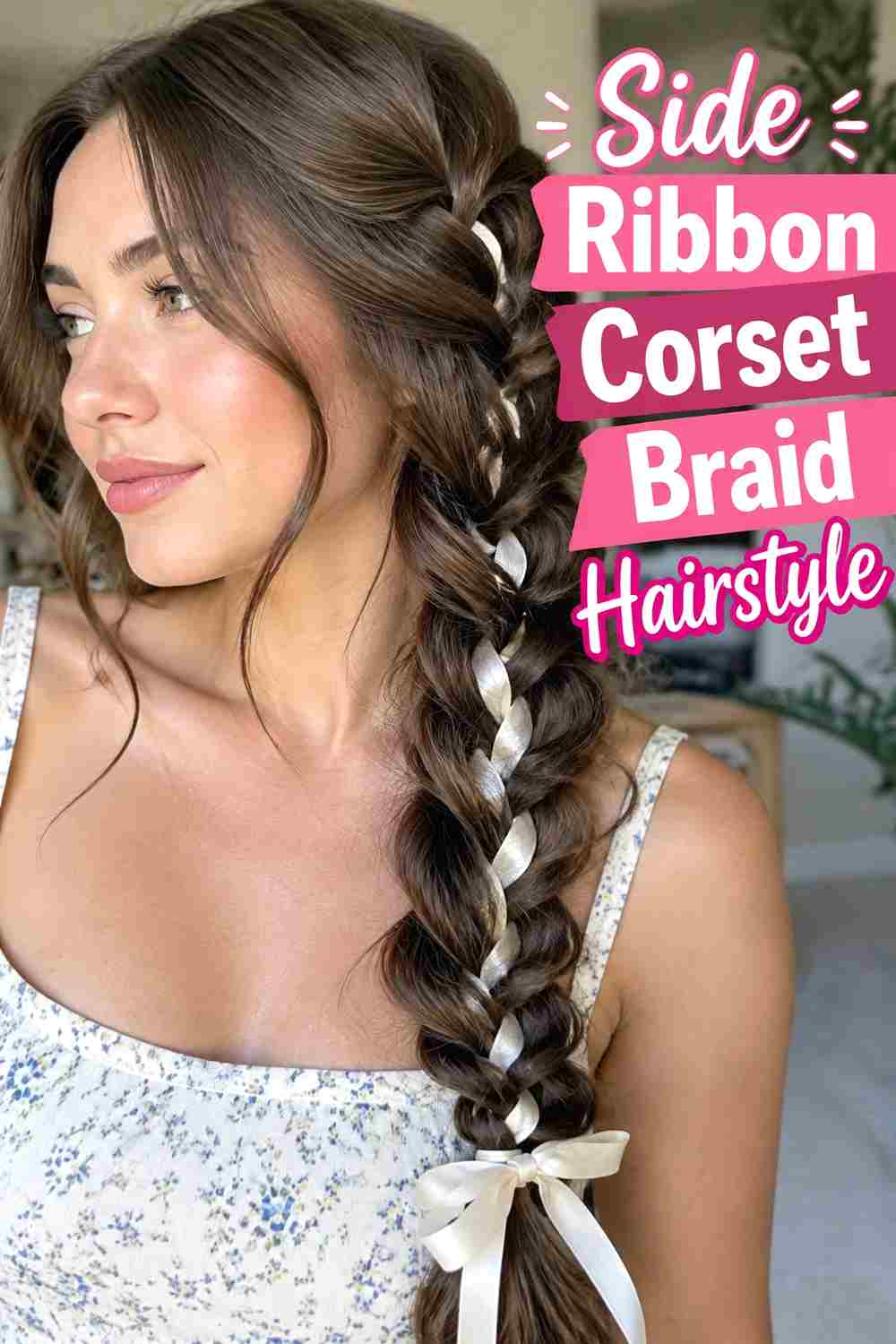 8. Side Ribbon Corset Braid Hairstyle