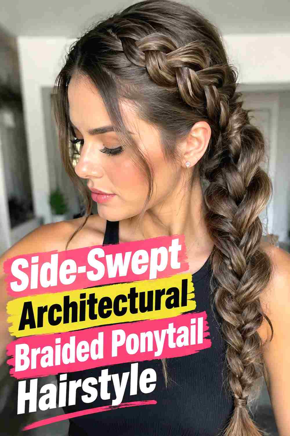 13. Side Swept Architectural Braided Ponytail Hairstyle