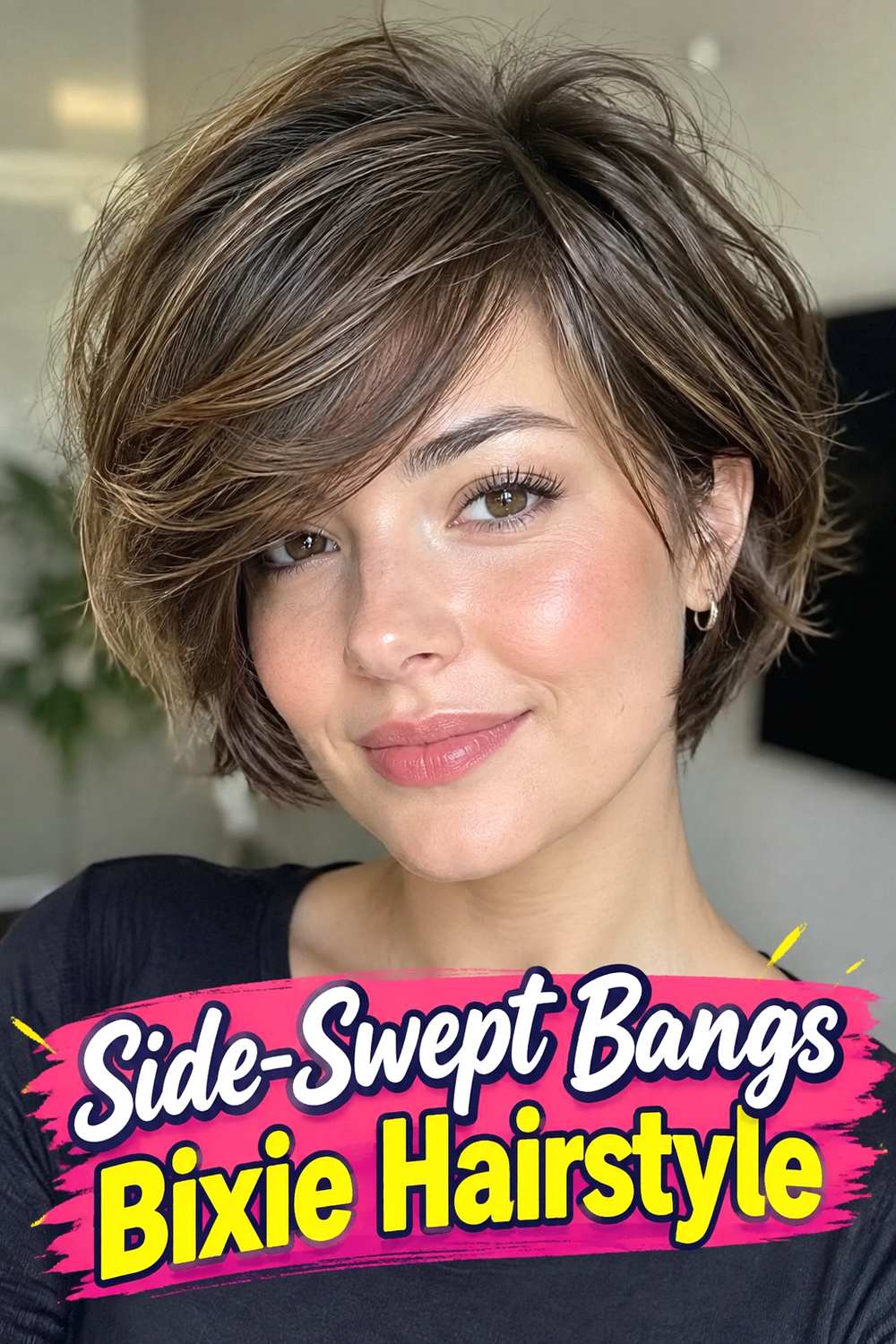 Side-Swept Bangs Bixie Hairstyle