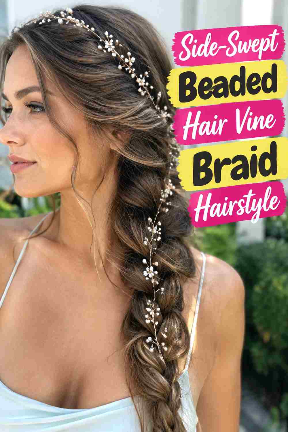 2. Side Swept Beaded Hair Vine Braid Hairstyle