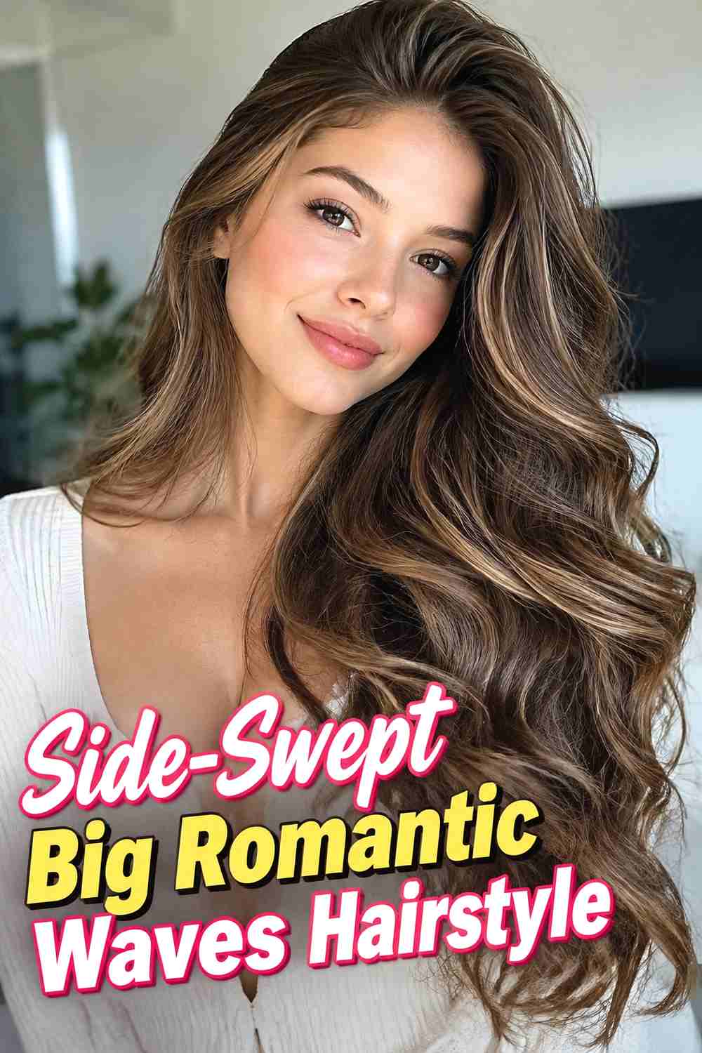 12. Side Swept Big Romantic Waves Hairstyle