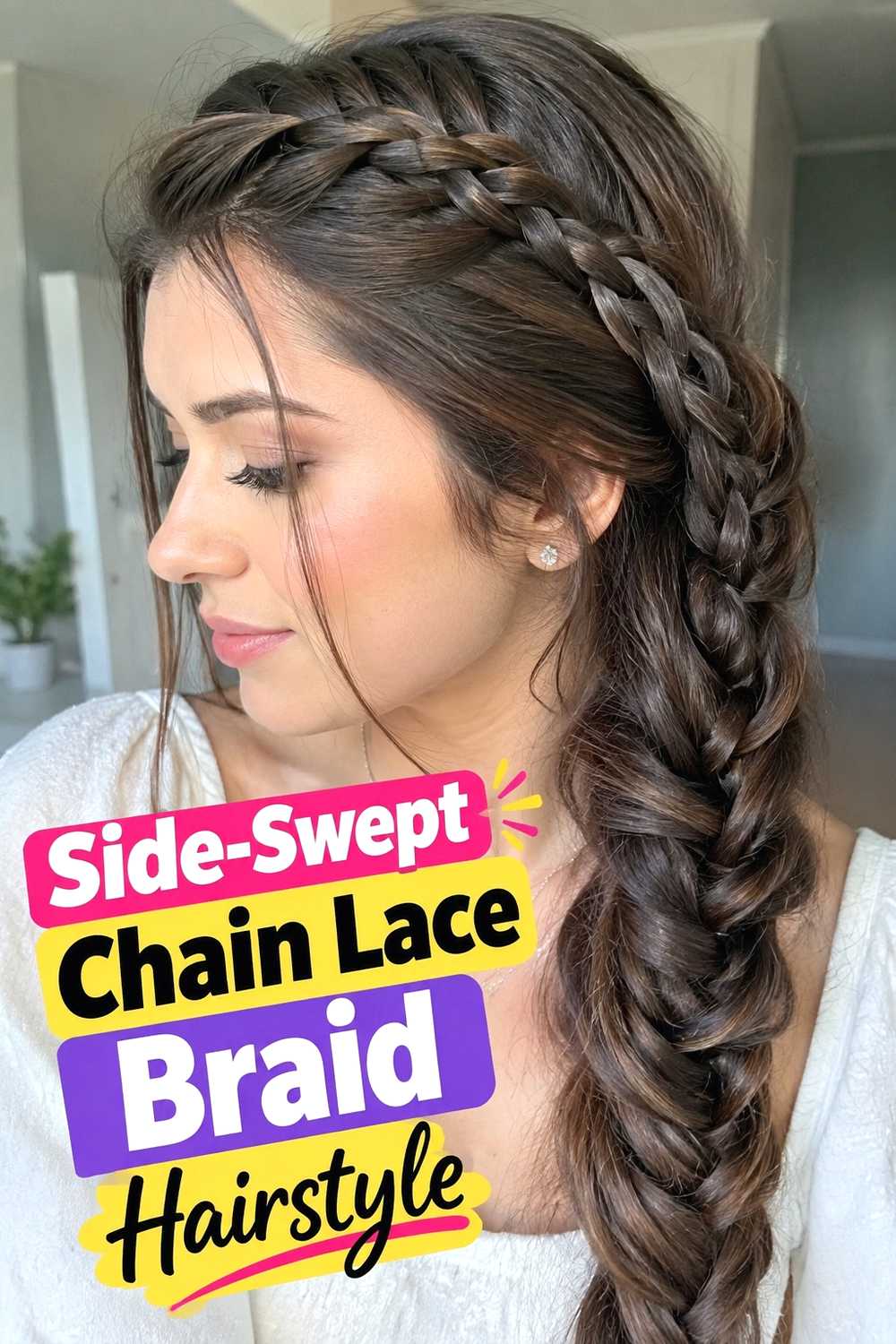5. Side Swept Chain Lace Braid Hairstyle