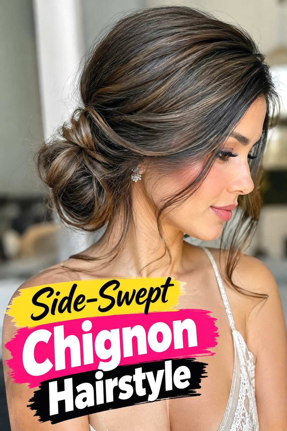 Side-Swept Chignon Hairstyle