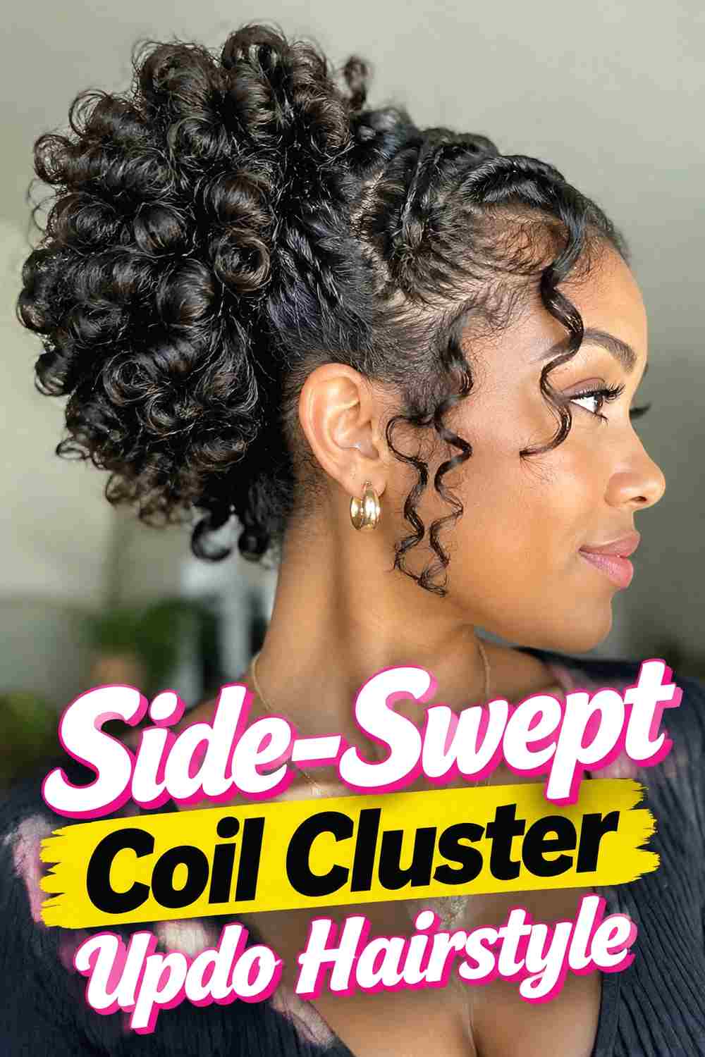 8. Side Swept Coil Cluster Updo Hairstyle