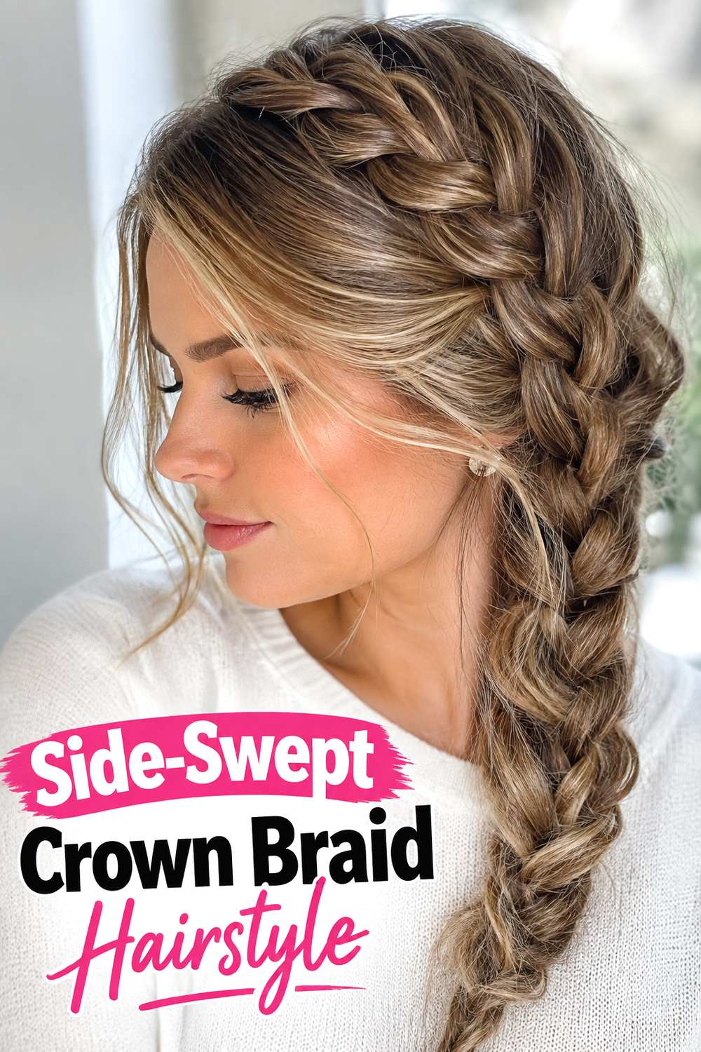 Side-Swept Crown Braid Hairstyle