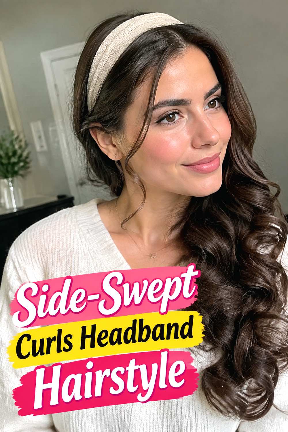 Side-Swept Curls Headband Hairstyle