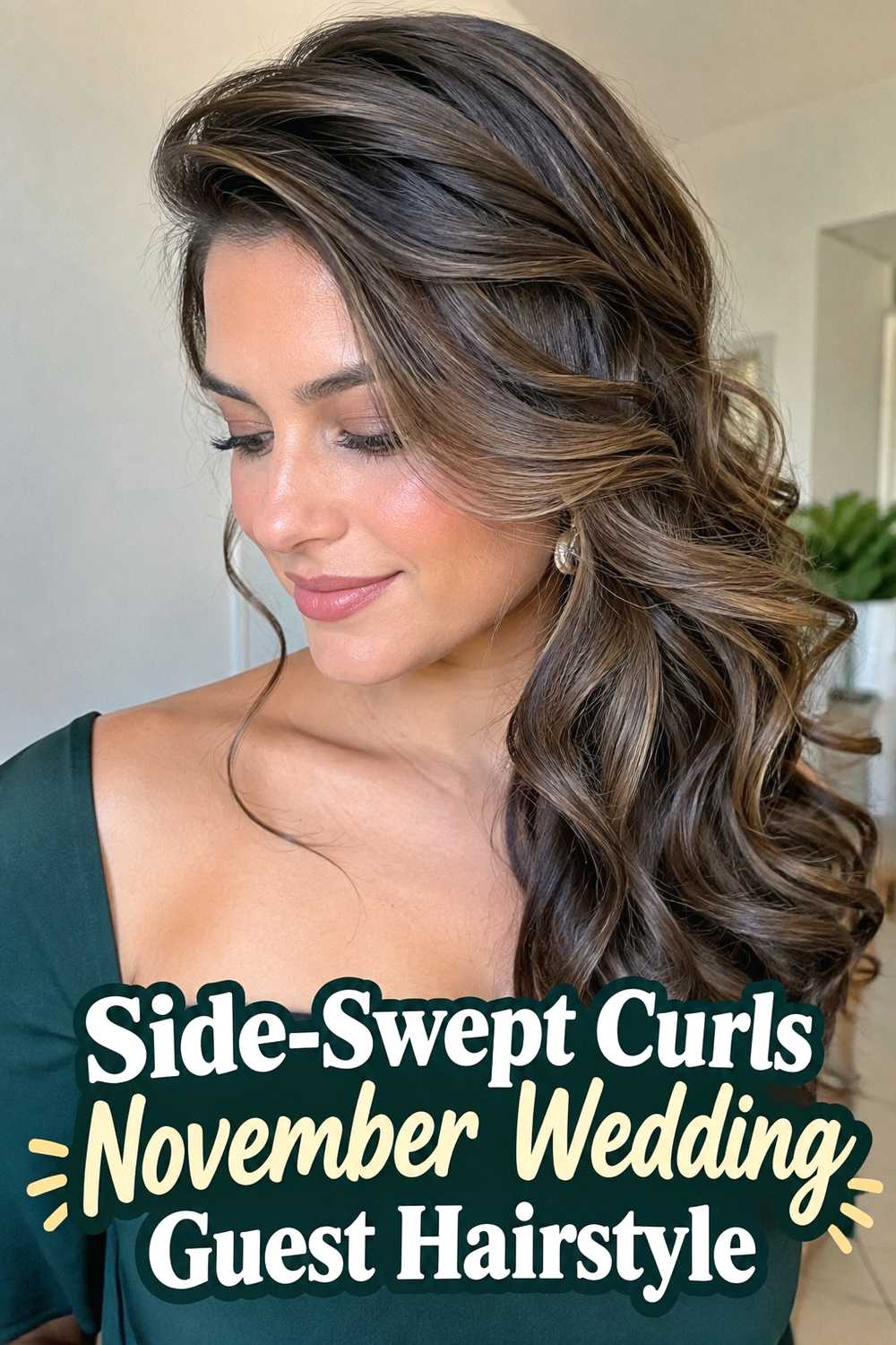 7. Side Swept Curls November Wedding Guest Hairstyle