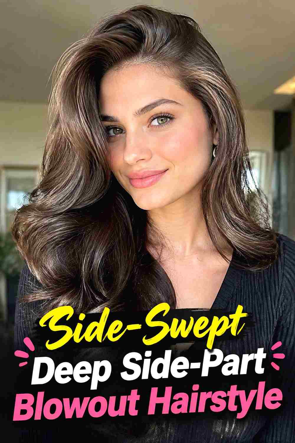 14. Side Swept Deep Side Part Blowout Hairstyle