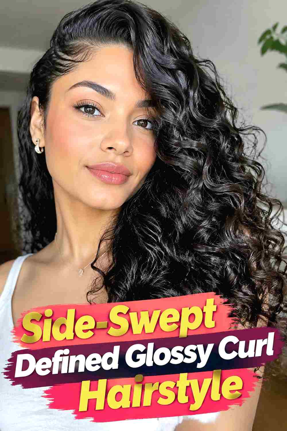 15. Side Swept Defined Glossy Curl Hairstyle