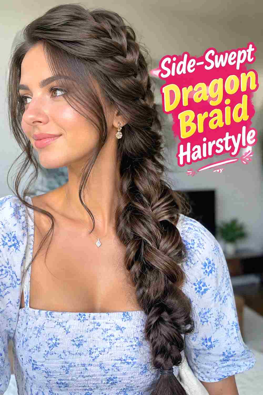 9. Side Swept Dragon Braid Hairstyle