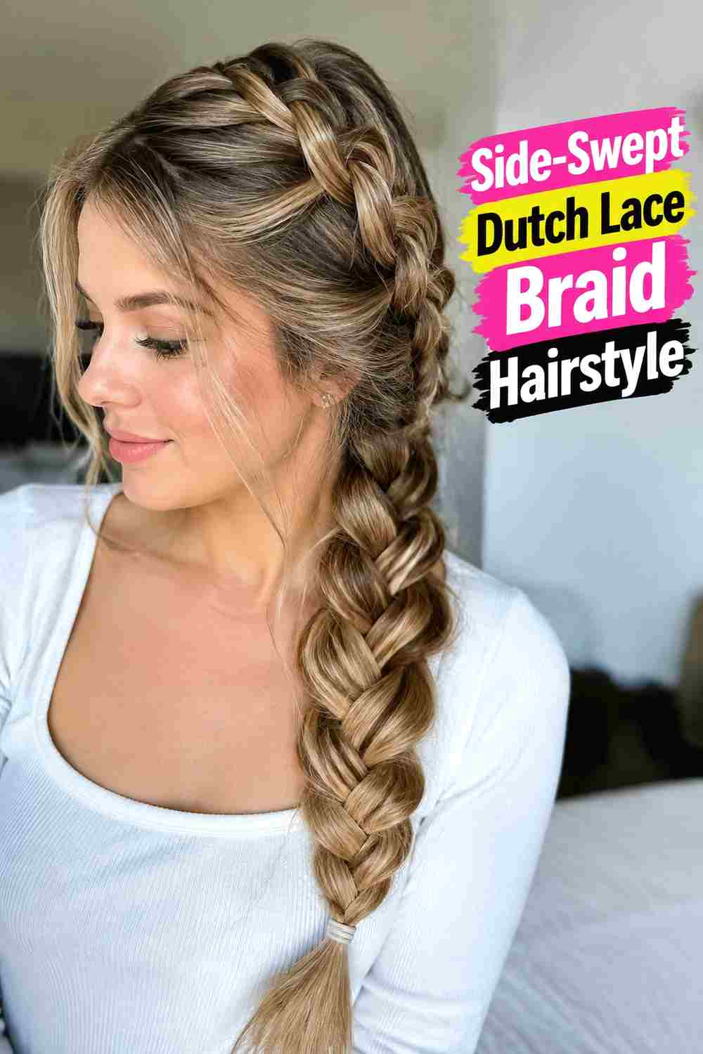 6. Side Swept Dutch Lace Braid Hairstyle
