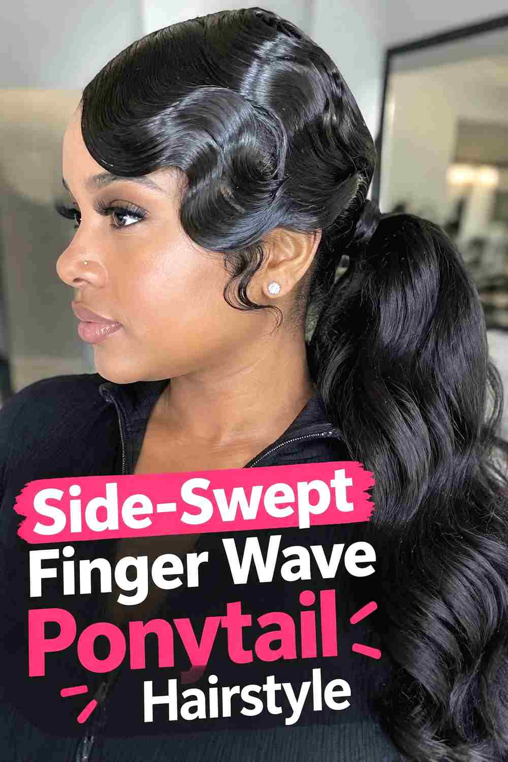 10. Side Swept Finger Wave Ponytail Hairstyle
