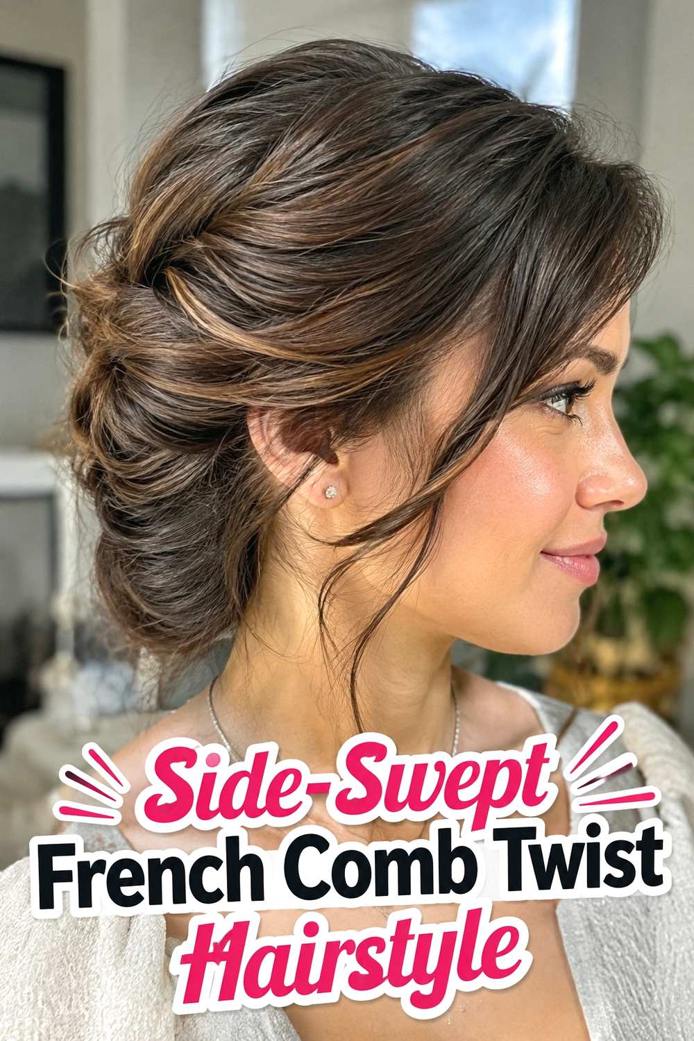 7. Side Swept French Comb Twist Hairstyle