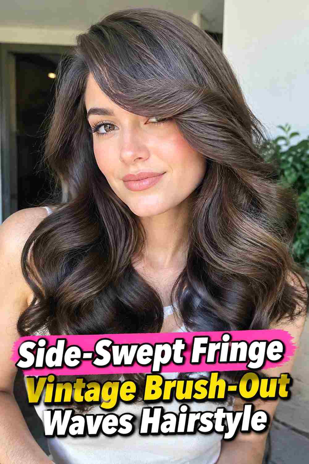 12. Side Swept Fringe Vintage Brush Out Waves Hairstyle